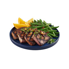 Delicious Grilled Pork Tenderloin with Orange Slices and Green Beans