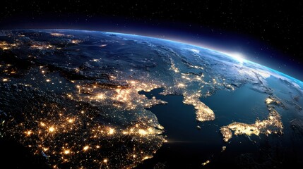 Obraz premium earth at night east asia lights