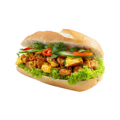 Delicious Chicken and Egg Sub Sandwich on Crusty Roll