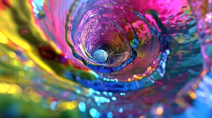 Colorful Abstract Swirl with Vibrant Water Reflections and Iridescent Light Effects
