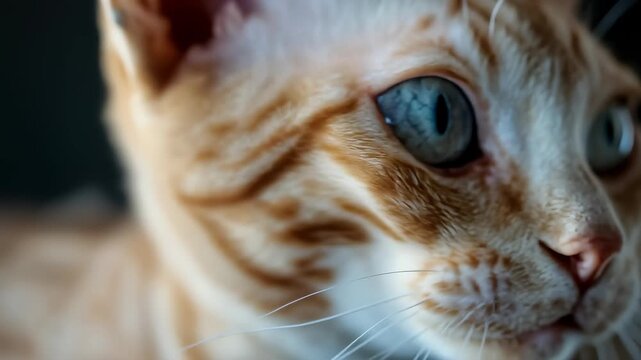 Devon Rex Cat with Deep Blue Eyes Close-up