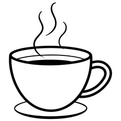 Coffee cup with-steam line art vector illustration  