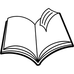 Open book with bookmark line art vector illustration  