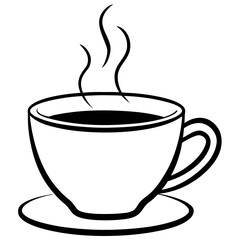 Coffee cup with-steam line art vector illustration  