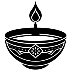 Diwali lamp silhouette vector illustration  