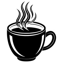 Cup of steaming coffee silhouette vector illustration  