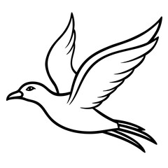 Bird in flight line art vector illustration 