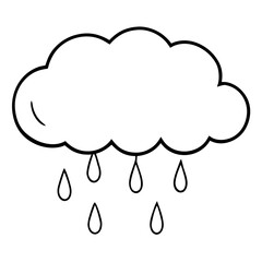 Cloud with raindrops line art vector illustration 