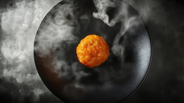 A delicious breakfast dish of hot fried eggs cooking in a frying pan within a kitchen setting for a healthy morning meal