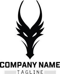 Dragon Head Silhouette Symbol with Head Tattoo Style