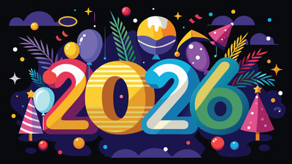 Modern new year s eve party invitation template with festive graphics and bold typography