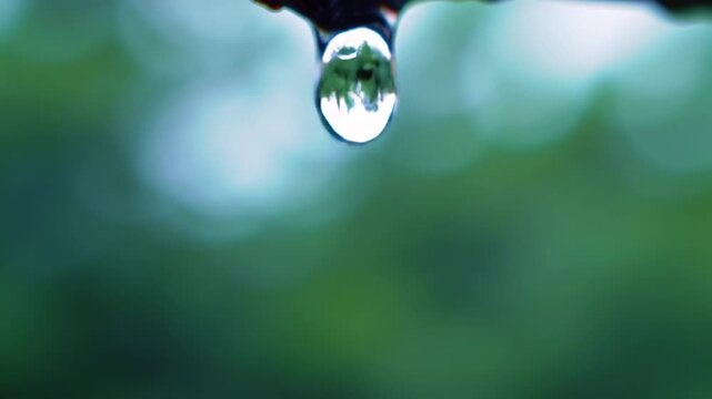 water drops on a green leaf