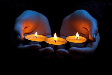 Vibrant Picture of Prayer with Candles in Hands