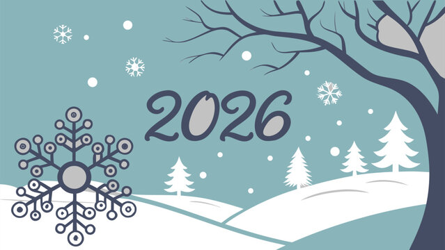 Festive winter snowflake design with a 2026 celebration theme