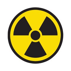 Fototapeta premium Ionizing Radiation Warning Sign: Black Trefoil Symbol on Yellow Circle for Radioactive Hazard Zones and Infrastructure Safety | High Quality Vectorial Stock Image