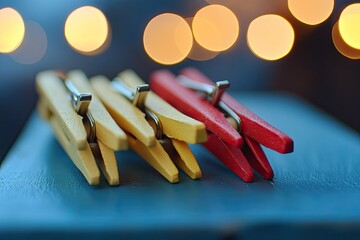 Detailed Picture of Closeup Image of Little Bright Clothespins