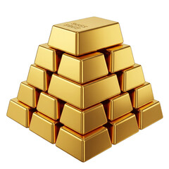 Stack of Gold Bars, isolated on transparent background 1..1