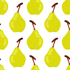 Simple seamless pattern with pear. Fruit background. Pattern for packaging, textile, fabric, and other thematic design.