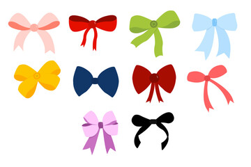 Bow Clipart Set with Colorful Ribbons and Decorative Elements