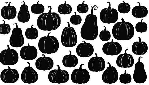 A collection of assorted pumpkin silhouettes on a white background. 