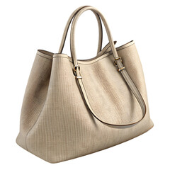 Elegant beige linen tote bag mockup with natural texture and sturdy handles