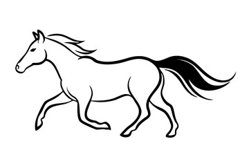 line art Horses running silhouette vector isolated