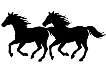 Horses running silhouette vector isolated
