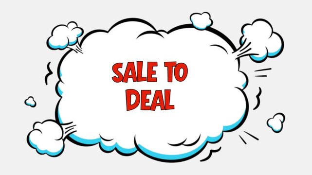 Sale to deal text in comic cloud isolated on white background