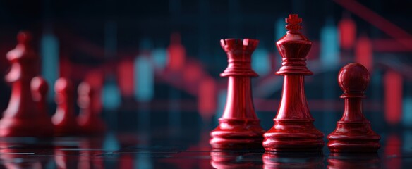 The Red Chess Pieces Representing Strategy and Competition in a Dynamic Environment