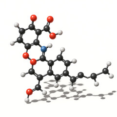 Molecular structure of organic compound ball and stick model scientific diagram chemistry molecule analysis