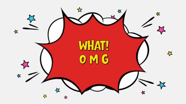 What omg text in comic cloud isolated on white background
