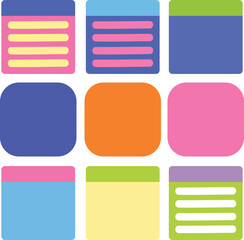 Set of colorful stickers. Collection of sticky note illustrations
