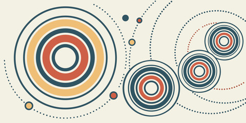 Dynamic abstract circles and dots create modern retro patterns for creative projects