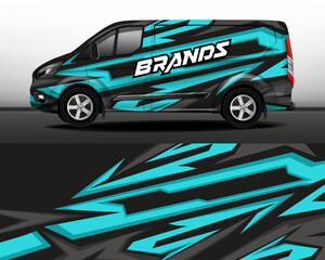 Vector design of car stickers. Abstract graphic design with green and gray stripes for racing, rally, adventure and liveries. Car branding. Car design development for a company.