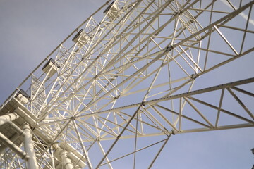 Ferris wheel in the city. A large steel structure.