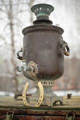 Old samovar. The tradition of drinking tea in Russia.