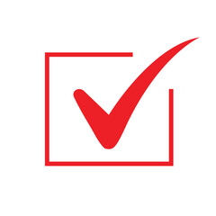 Red Check Mark in Square Box on Transparent Background