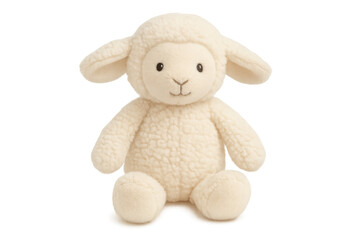Adorable plush lamb toy sitting on transparent background