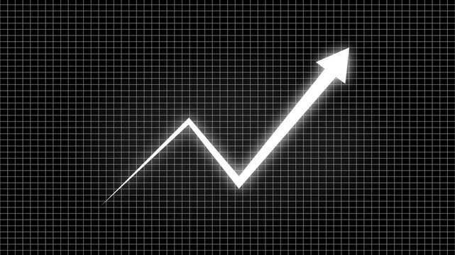 Animated arrow growth up and down icon on grid background. abstract business graph chart icon animation .