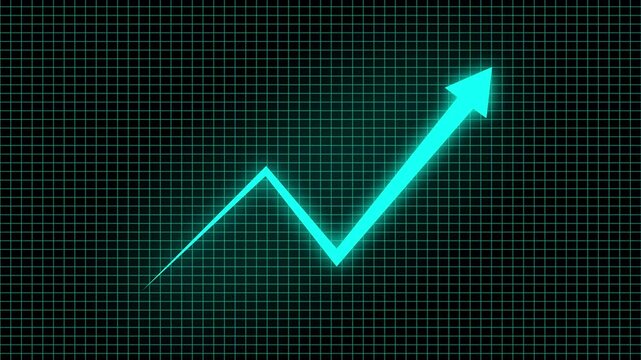 Animated arrow growth up and down icon on grid background. abstract business graph chart icon animation .