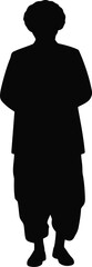 Silhouette of person standing with arms crossed isolated minimalist design vector