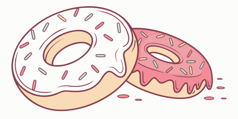 Delicious frosted donuts with sprinkles, sweet pastry treats perfect for any bakery or cafe design