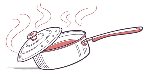 Steaming Pot with Lid Ajar