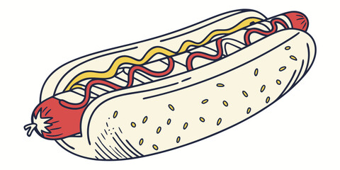 Classic Hot Dog Illustration