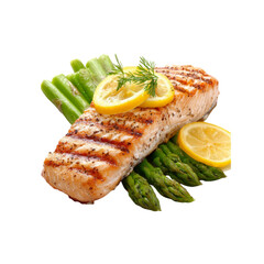 Grilled Salmon Fillet with Lemon and Asparagus