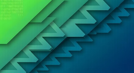 Digital Abstract Background with Binary Code and Geometric Shapes