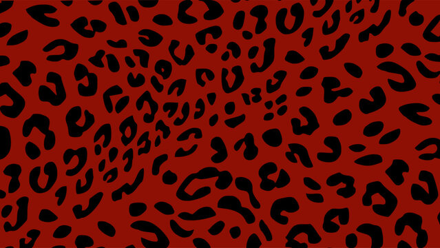 Red and black leopard skin texture. Animal print background. Luxury wallpaper.