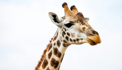 Giraffe grazing gracefully in the savanna animal portrait natural habitat close-up view wildlife photography