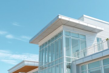 Obraz premium Modern Corporate Space: Innovative Design for Commercial Building Roof in Urban Real Estate