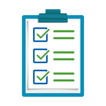 blue clipboard checklist with green checkmarks clip art preview